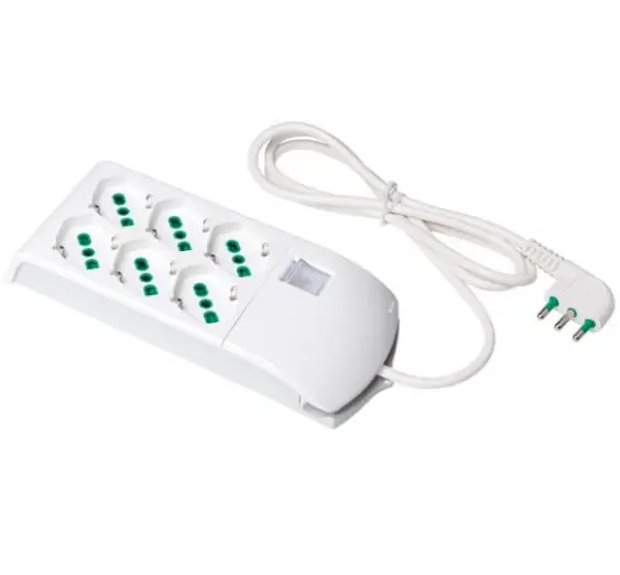 Reso Gratuito Fanton 410300 Multipresa Ciabatta FIDO 1,5m 3G1 spina S17, 3+3 prese P40, con interruttore
