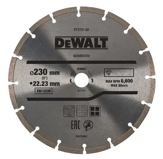 Dewalt DT3731-QZ Disco Lama diamantata multiuso segmentata di 230mm x 22,23mm Solo Oggi