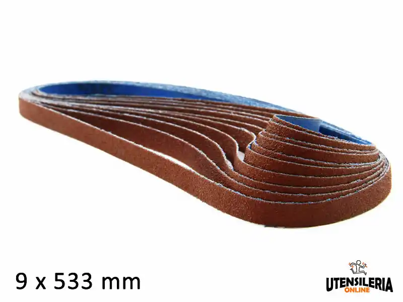 Nastri abrasivi in corindone stretti 9x533mm per acciaio (10pz) Occasione Imperdibile