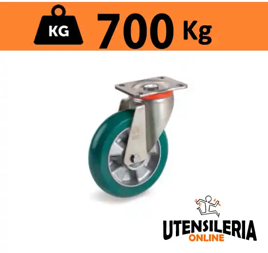 Ruota TR-ROLL con supporto pesante rotante P portata 700Kg 62ER Spedito Oggi