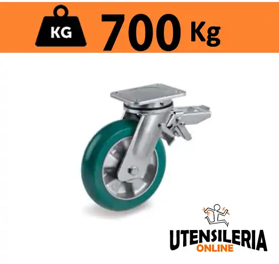 Promozione Esclusiva Ruota TR-ROLL supporto rotante EE MHD e freno portata 700Kg 62ER