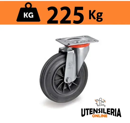 Ruota 52 per cassonetti supporto leggero rotante NL max 225Kg Prezzo Basso