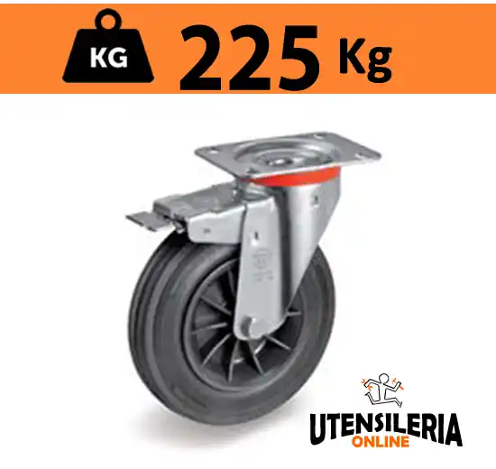 Novità Ruota 52 per cassonetti supporto bloccaggio anteriore max 225Kg