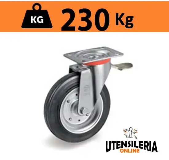 Prezzo Di Fabbrica Ruota 53 per cassonetti supporto bloccaggio posteriore max 230Kg