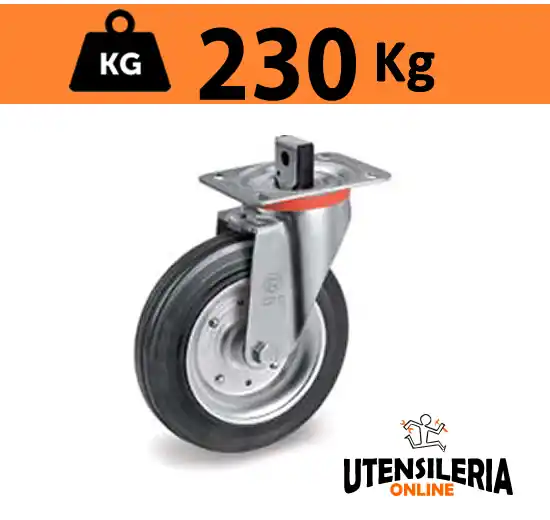 Ruota 53 cassonetti supporto bloccaggio centralizzato max 230Kg Offerta Del Giorno