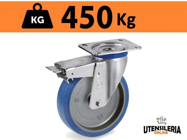 Ruota SIGMA ELASTIC 73 supporto M rotante freno anteriore 450Kg Consegna Rapida