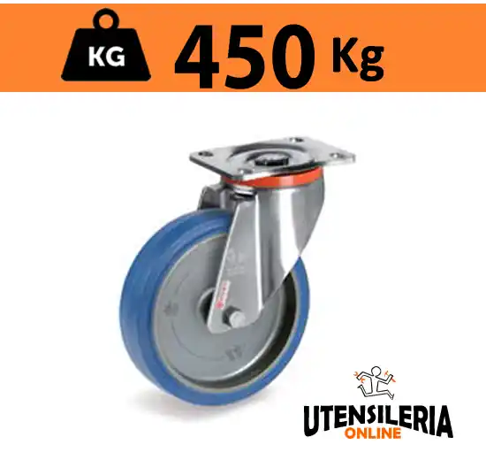 Ruota SIGMA ELASTIC 73 supporto PX INOX rotante max 450Kg Super Prezzo
