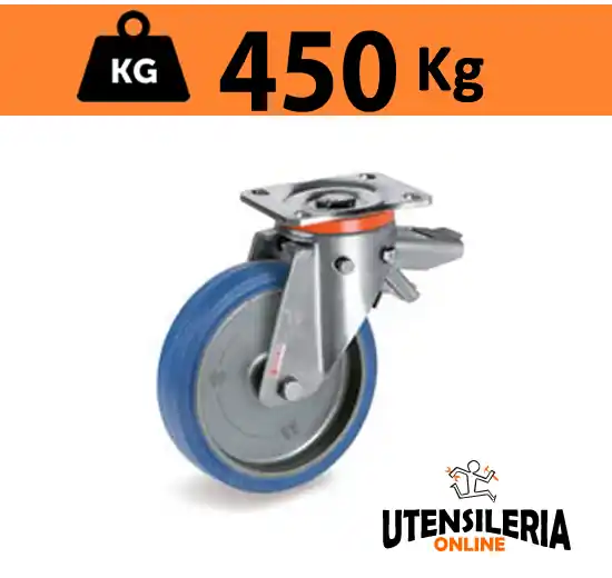 Ruota SIGMA ELASTIC 73 supporto PX INOX freno posteriore 450Kg Occasione