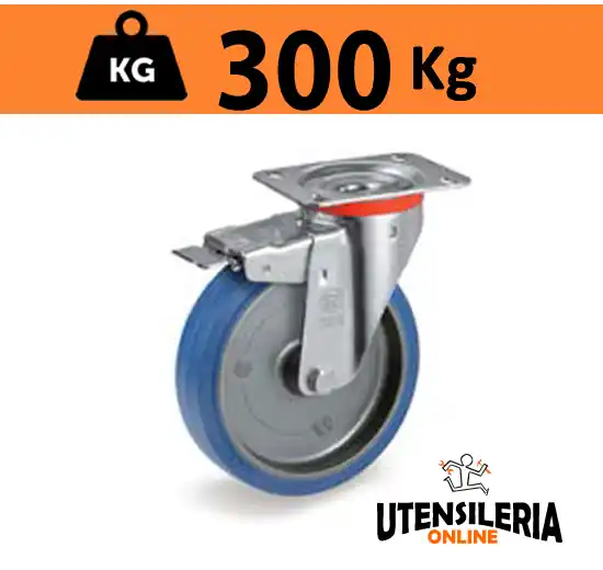 Ruota SIGMA ELASTIC 73 con rullo supporto NL con freno max 300Kg Di Tendenza