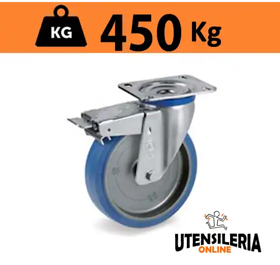 Offerta Speciale Ruota SIGMA ELASTIC 73 con rullo supporto M con freno max 450Kg