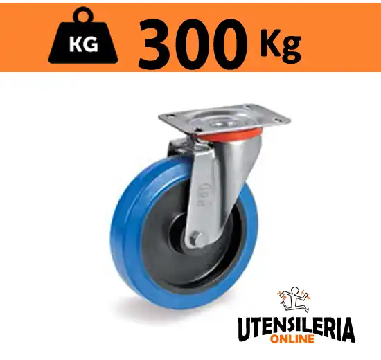 Ruota gomma elastica 73AE supporto NL rotante portata max 300Kg Compra Adesso