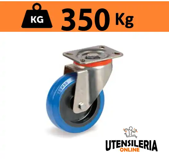 Miglior Prezzo Ruota gomma elastica 73AE supporto Pesante rotante max 350Kg