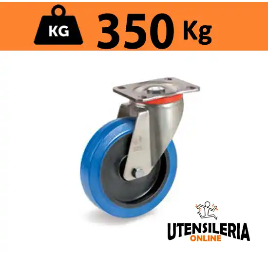 Ultime Pezzi Ruota gomma elastica 73AE supporto P rotante a piastra max 350Kg