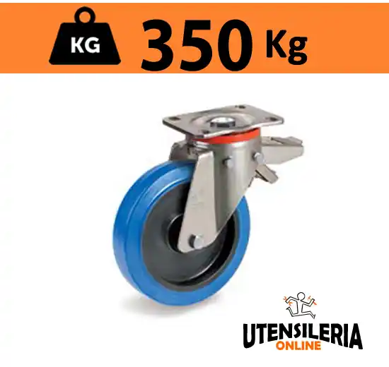Ruota gomma elastica 73AE supporto P freno posteriore max 350Kg Spedito Oggi