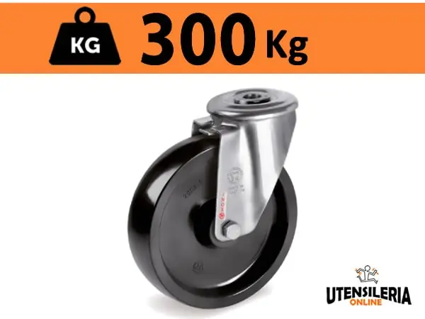 Ruota termoindurente 67 supporto INOX NLX foro fissaggio 300Kg Promozione Esclusiva