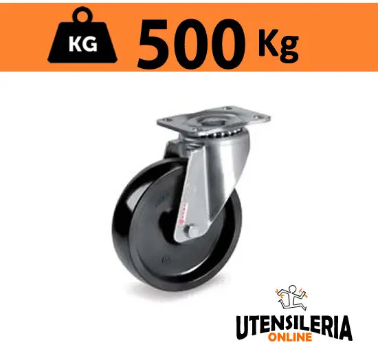 Ruota termoindurente 67 supporto pesante INOX PX rotante 500Kg Acquista Ora