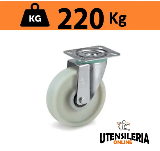 Ruota monolitica a fibra di vetro 68FV supporto NL rotante 220Kg Promozione Esclusiva