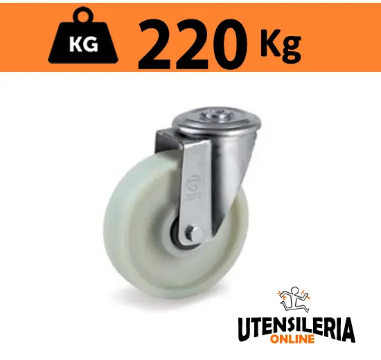 Ruota monolitica fibra di vetro 68FV supporto NL con foro 220Kg Prezzo Basso