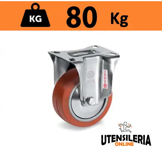 Ruota in gomma siliconica 72GS supporto INOX NLX fisso max 80Kg Prezzo Conveniente