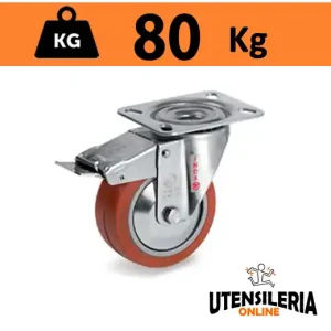 Di Tendenza Ruota in gomma siliconica 72GS supporto INOX NLX con freno 80Kg