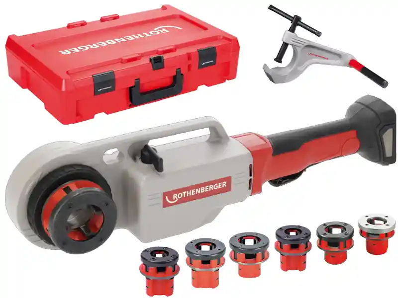 Rothenberger filiera a batteria Supertronic 2000E AMPShare con testine BSPT 1/2-2" Promo Stagionale