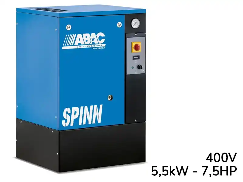 Quantità Limitata Compressore elettropneumatico ABAC Spinn 5,5 400V a pavimento ad avviamento diretto, 8-10 bar
