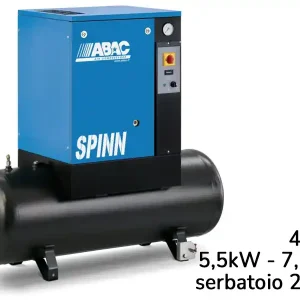 Compra Oggi Stesso Compressore elettropneumatico ABAC Spinn 5,5 400V ad avviamento diretto su serbatoio 200lt, 8-10bar