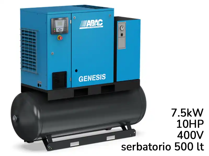 Miglior Prezzo Compressore ABAC Genesis IE 7,5kW velocità variabile con essiccatore su serbatoio 500lt