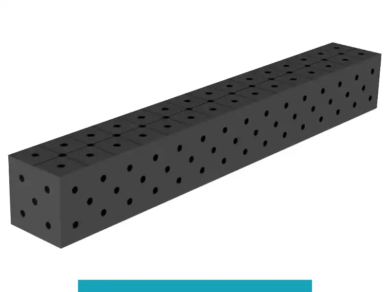 Ultima Occasione Blocco di collegamento 1500x200x200mm SteelEco GPPH, spessore 8mm, fori 16mm griglia diagonale