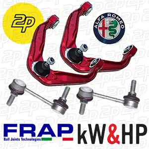 KIT BRACCI SOSPENSIONE ANTERIORI SUPERIORI RINFORZATI E BIELLETTE ALFA ROMEO 159, 4 PEZZI (BRA443KW) Più Venduto