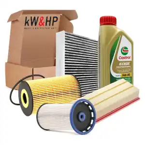 Vendita Finale KIT 4 FILTRI + 5LT OLIO MOTORE CASTROL 5W30 PER VOLKSWAGEN PASSAT B7 (362) GOLF VI 1.6 TDI