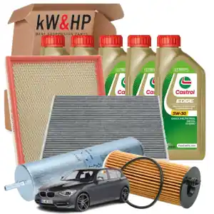 Ultime Pezzi KIT TAGLIANDO 4 FILTRI CON OLIO MOTORE ORIGINALE 5LT LITRI 5W30 COMPATIBILE CON BMW SERIE 1 1.6 114 D