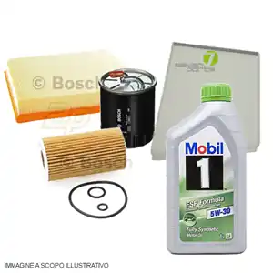 Promozione Kit tagliando auto, kit quattro filtri e 7 litri olio motore Mobil 1 5W30 (KF0093/fo)