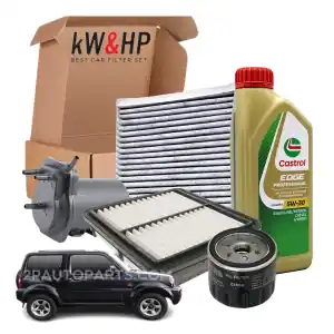 KIT TAGLIANDO FILTRI E OLIO CASTROL 5W30 PER SUZUKI JIMNY 1.5 DDIS 48KW 65CV 2004 -> Saldi