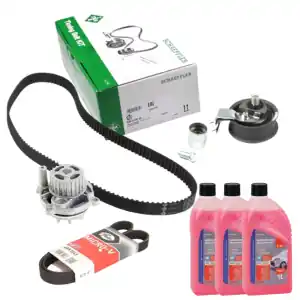 KIT DISTRIBUZIONE POMPA ACQUA CINGHIA SERVIZI E ANTIGELO OMAGGIO PER VOLKSWAGEN GOLF V 5 1.6 Esclusivo