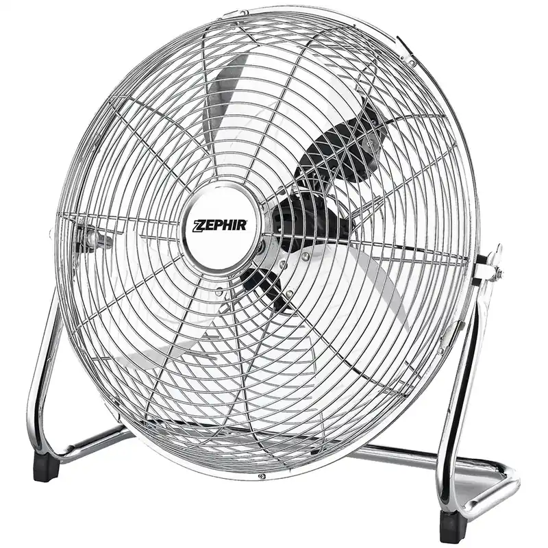 Subito Disponibile Ventilatore Industriale da Terra Cromato ZEPHIR con Pale in Alluminio Diametro Esterno 45cm Potenza 120 Watt con 3 Velocità Regolabili, Inclinazione Verticale Regolabile, Struttura in Metallo modello PF45CR