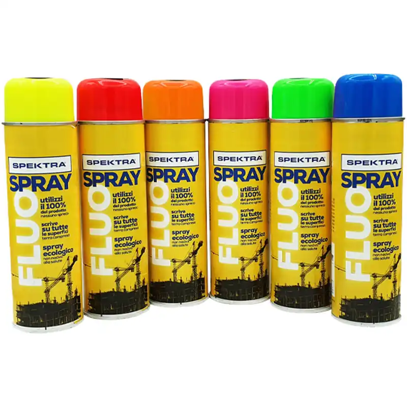 Spray Tracciante Fluorescente Vari Colori SPEKTRA per Marcature ad Alta Visibilità, Bomboletta Professionale Ecologica per Tracciamenti su Cantieri Edilizia Impianti e Lavori di Precisione con Durata al Suolo fino a 12 Mesi Sconto