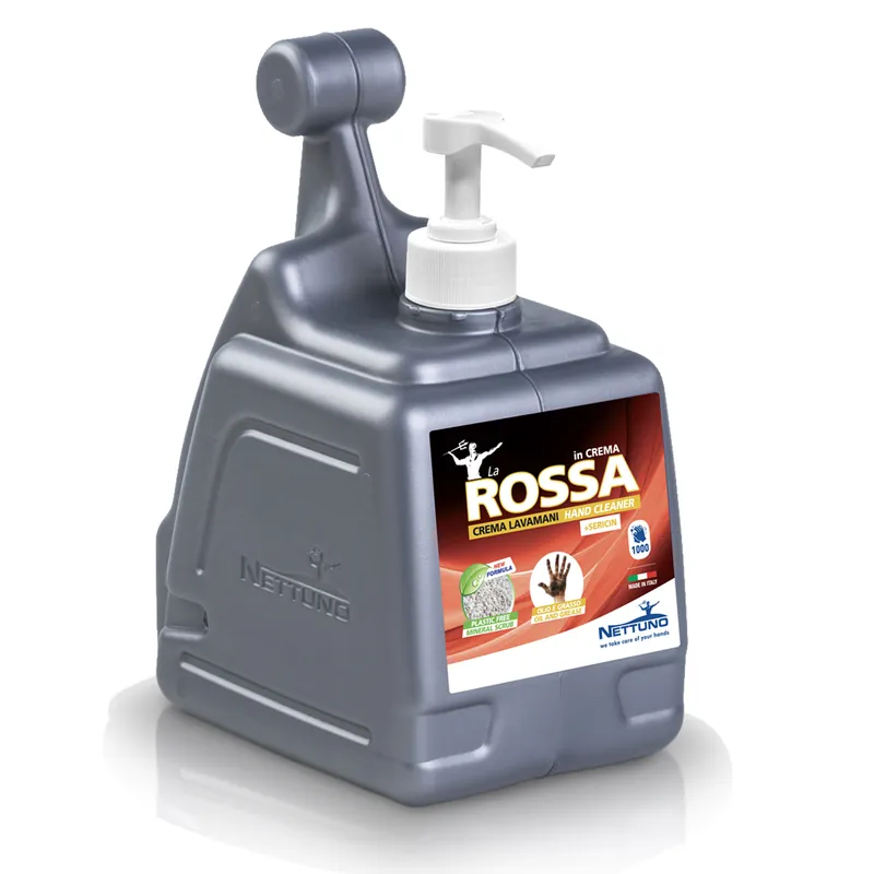 Crema Fluida Lavamani NETTUNO con Microgranuli Minerali e Sericina Emolliente Detergente Sgrassante Uso Frequente in T-Box con Dosatore da 3000ml modello LA ROSSA Popolare