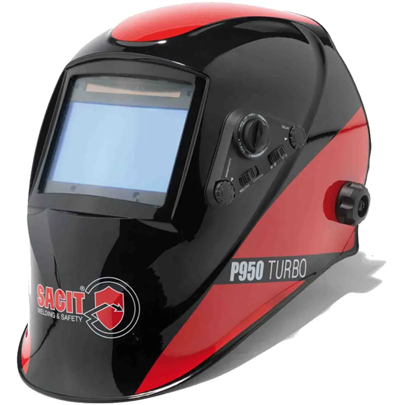 Maschera per Saldatura Automatica SACIT Autoscurante DIN 4-9 e 9-13 Casco Schermo LCD Professionale 4 Sensori P950 TURBO Ultima Occasione