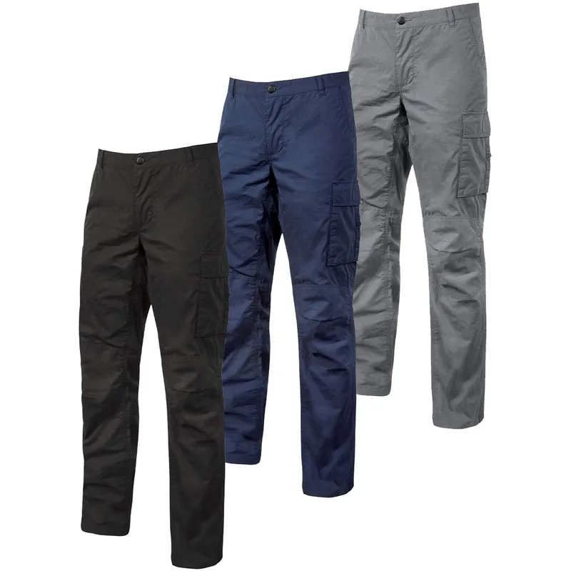 Super Prezzo Pantalone Cargo Multitasche da Lavoro U-POWER 97% Cotone Elasticizzato Tessuto Rinforzato Ginocchia Dettagli Reflex per Uomo e Donna Unisex modello OCEAN