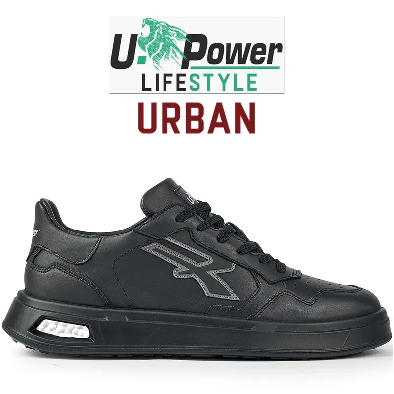 Promozione Esclusiva Sneakers Linea URBAN LIFESTYLE di U-POWER Scarpe Antiscivolo Traspiranti in Pelle Nera da Uomo Donna modello KAL