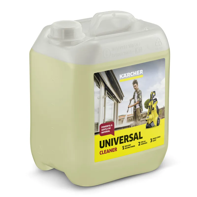 Miglior Prezzo Detergente Universale KÄRCHER da 5 Litri per Idropulitrici Home & Garden ad Azione Rapida contro Sporco, Olio e Residui Atmosferici Multiuso per Veicoli, Auto, Moto, Arredi da Giardino, Facciate e Superfici Esterne modello RM 555