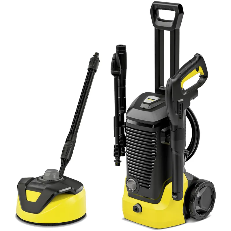 Idropulitrice ad Alta Pressione 145 Bar KÄRCHER con Spazzola Lavasuperfici T5, Tubo 8 Metri, Pistola G180 Q e Ugello Rotante per Pulizia Veicoli, Pavimentazioni, Esterni e Superfici Domestiche modello K5 BLACK T5 Promo Stagionale