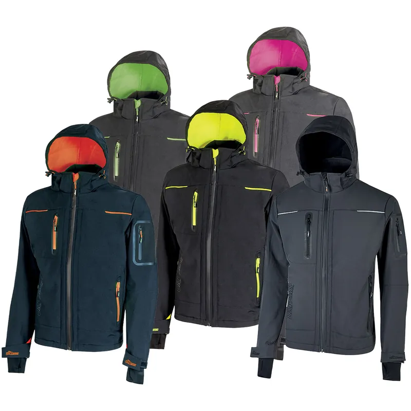 Promo Stagionale Giacca con Cappuccio INVERNALE da Lavoro U-POWER Giacchino Idrorepellente Impermeabile Traspirante in Softshell Antivento per Uomo e Donna Unisex modello SPACE