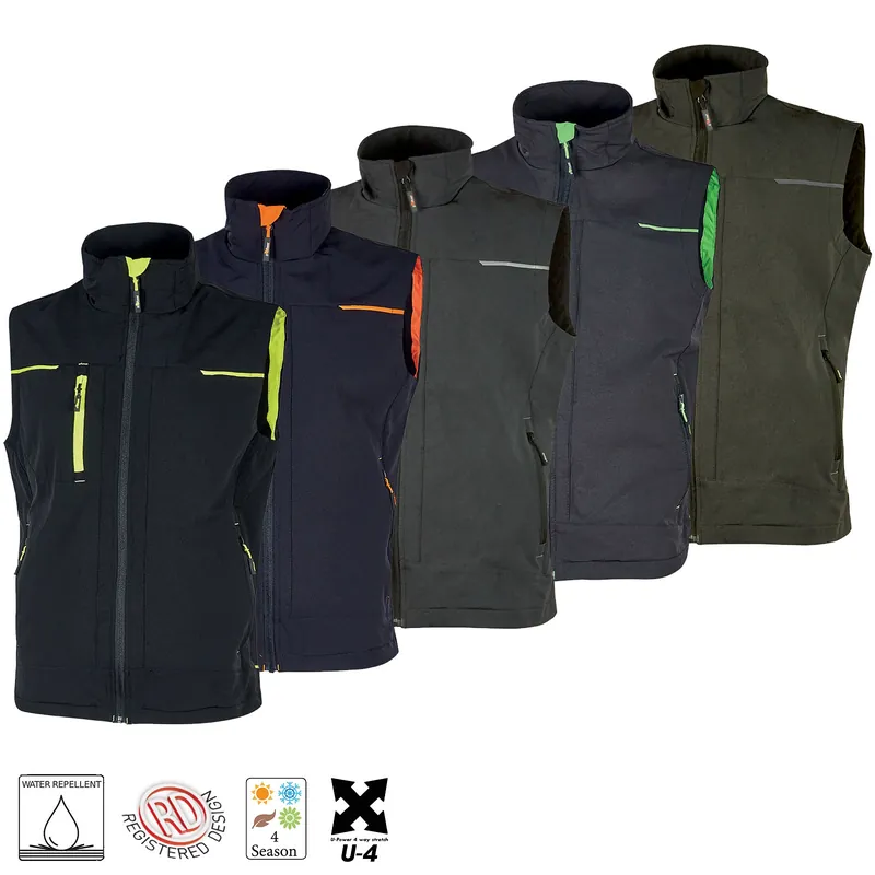 Gilet Smanicato ESTIVO da Lavoro U-POWER Multitasche in Tessuto U-4 Idrorepellente Traspirante Elasticizzato per Uomo e Donna Unisex modello SATURN Vendita Finale