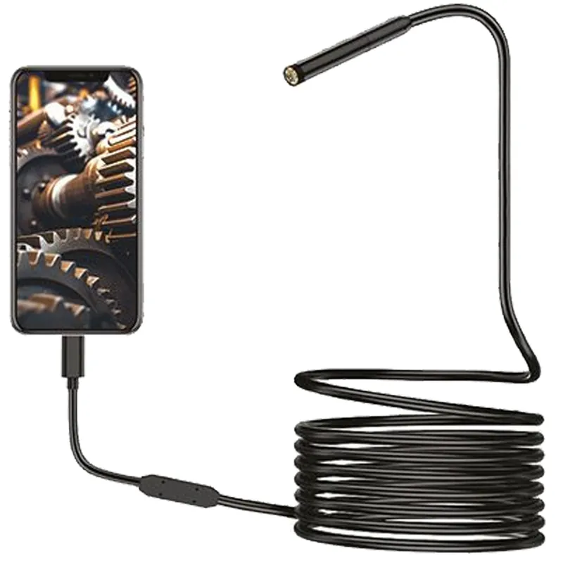 Telecamera Endoscopica ABC TOOLS per Smartphone Tablet IOS e Android con Cavo 1 Metro o 5 Metri e Telecamera HD 1080P Ø8 mm con LED Regolabili, Accessori Inclusi per Ispezioni Tecniche Diagnosi Miglior Prezzo