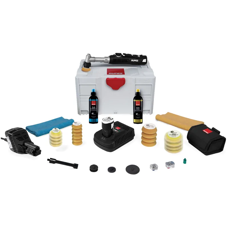 Mini Lucidatrice Rotorbitale Ø 3 mm a Batteria 12V iBrid Nano RUPES BigFoot con COLLO LUNGO modello HR81ML Versione LUXURY Kit Ordina Subito
