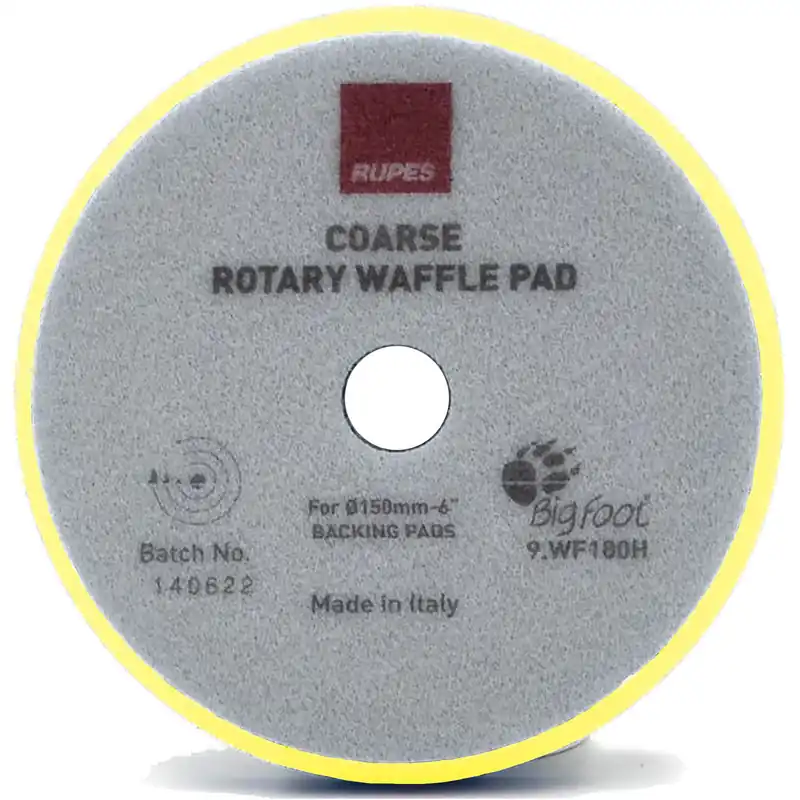 Bestseller Tampone Giallo in Spugna RUPES Velcrato per Difetti Moderati e Lucidatura Carrozzeria con Rotative modello BigFoot ROTARY WAFFLE FINE 9.WF Series M
