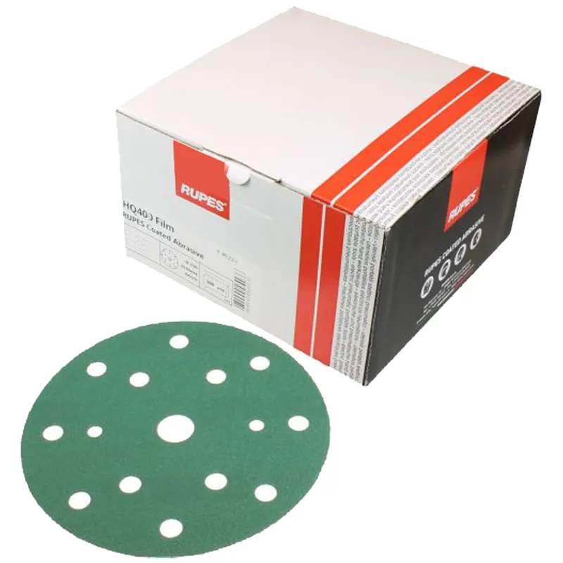 Carta Vetrata Abrasiva RUPES Dischi con Diametro Ø 150 mm Velcrati in Confezioni da 50 o 100 pezzi Multihole 15 Fori serie HQ400 Must-Have