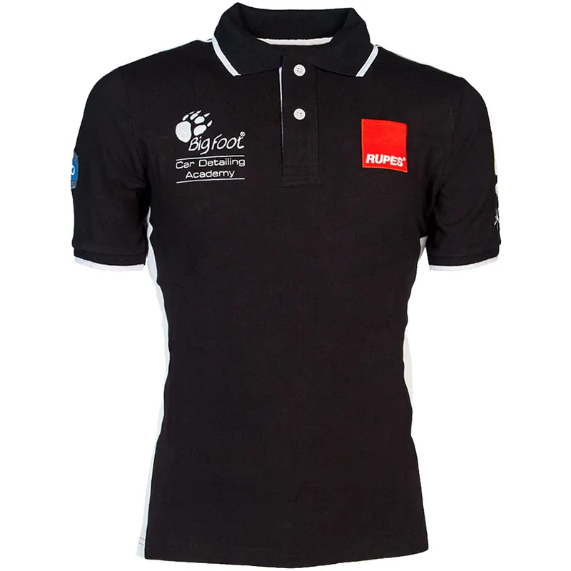 Polo Manica Corta Uomo Cotone RUPES Polo-Shirt T-Shirt in Cotone Nero con Logo Ricamato per Detailier modello Skorpio BigFoot Academy Black Line Promozione Esclusiva